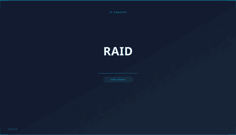 Server rack with multiple hard drives connected in RAID configuration