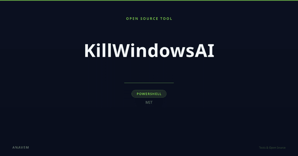 Windows 11 system with AI removal process in PowerShell terminal