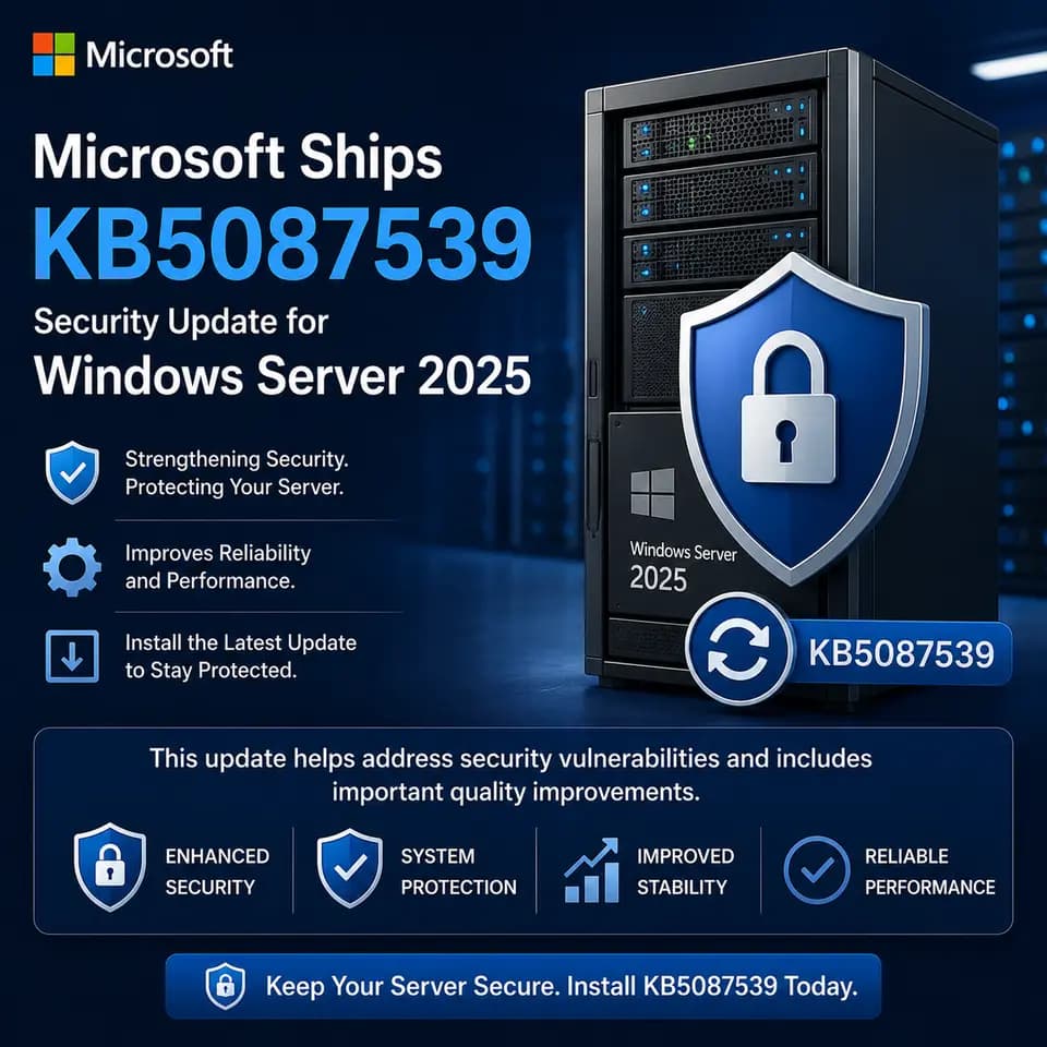 Windows Server 2025 update screen showing security patch installation