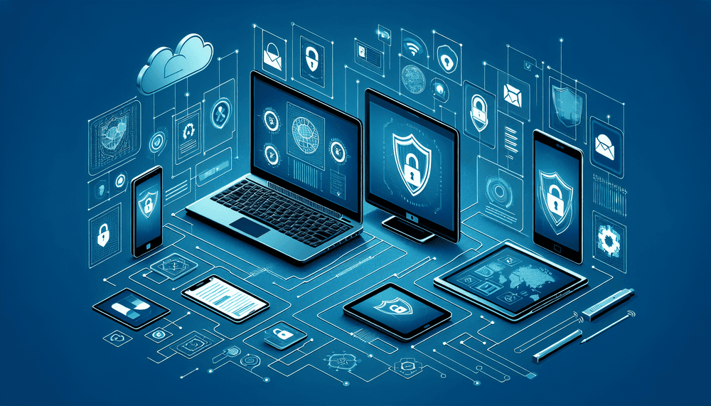Microsoft Intune device management and security visualization showing protected endpoints