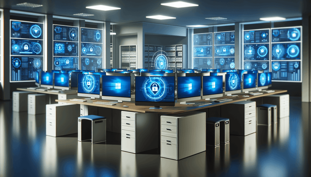 Windows 11 multi-app kiosk mode workstations in professional office setting