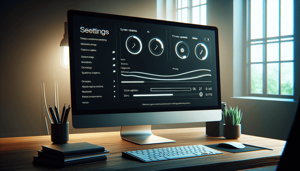 Windows desktop displaying Windows Update settings and installation progress