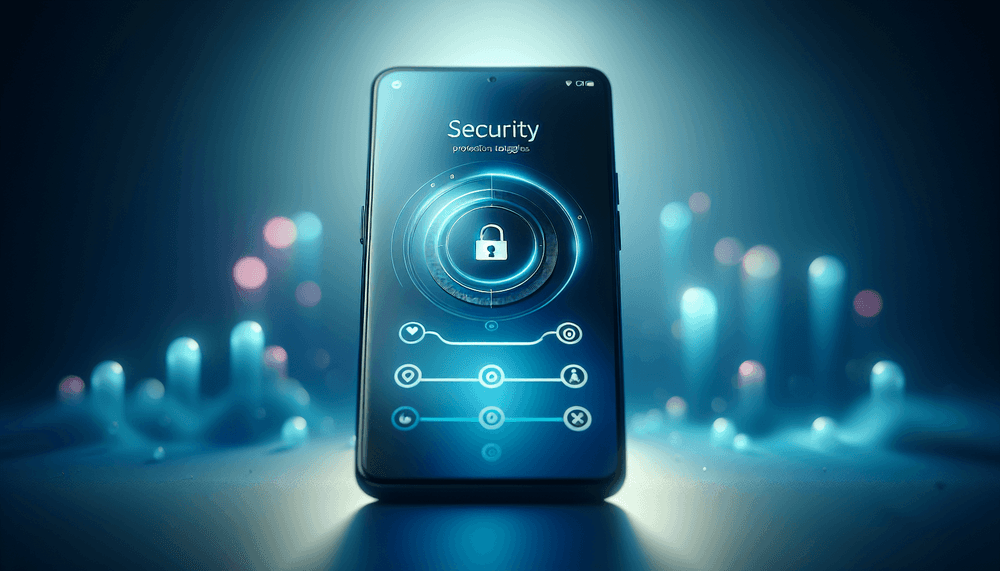 Android smartphone displaying security settings with protection mode interface