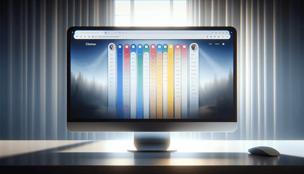 Computer screen showing Chrome browser with vertical tabs feature enabled