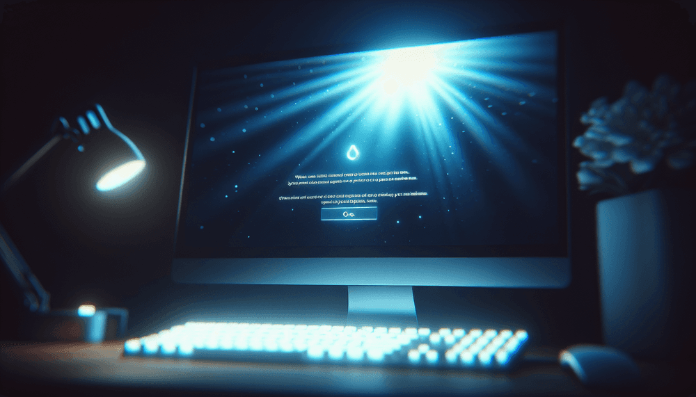 Windows computer screen displaying update error message with keyboard visible