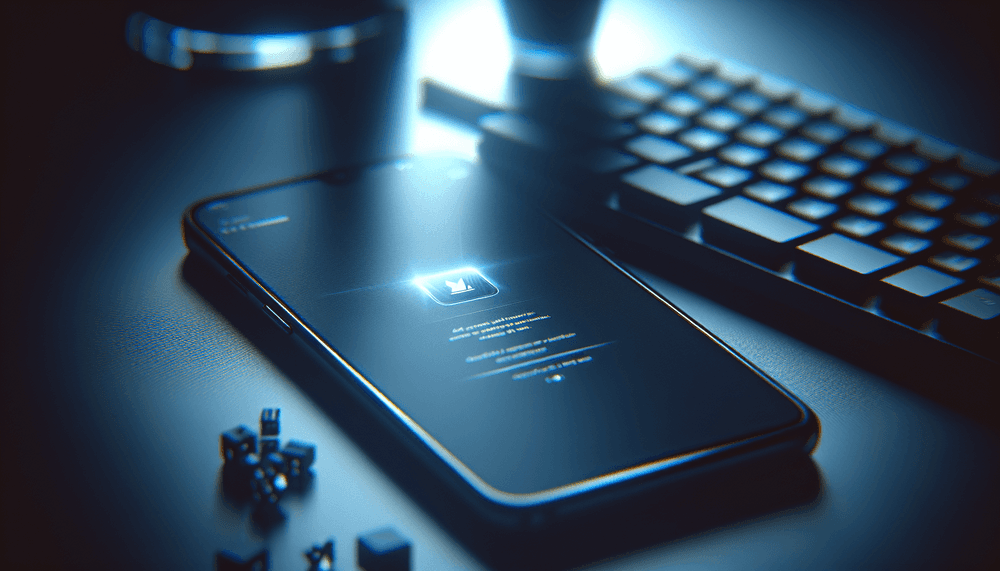 Samsung smartphone showing Microsoft app error screen on desk