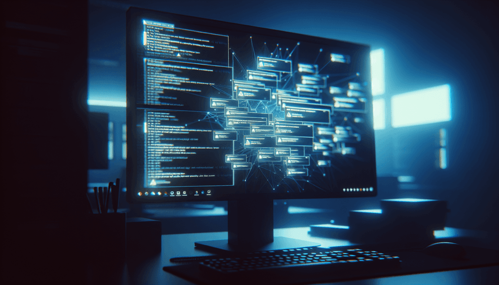 Windows desktop screen displaying authentication error messages with blurred office background