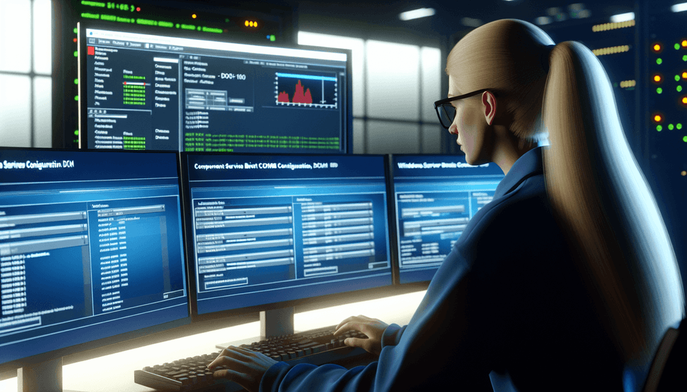 Windows administrator investigating DCOM Event ID 10010 errors on monitoring dashboard
