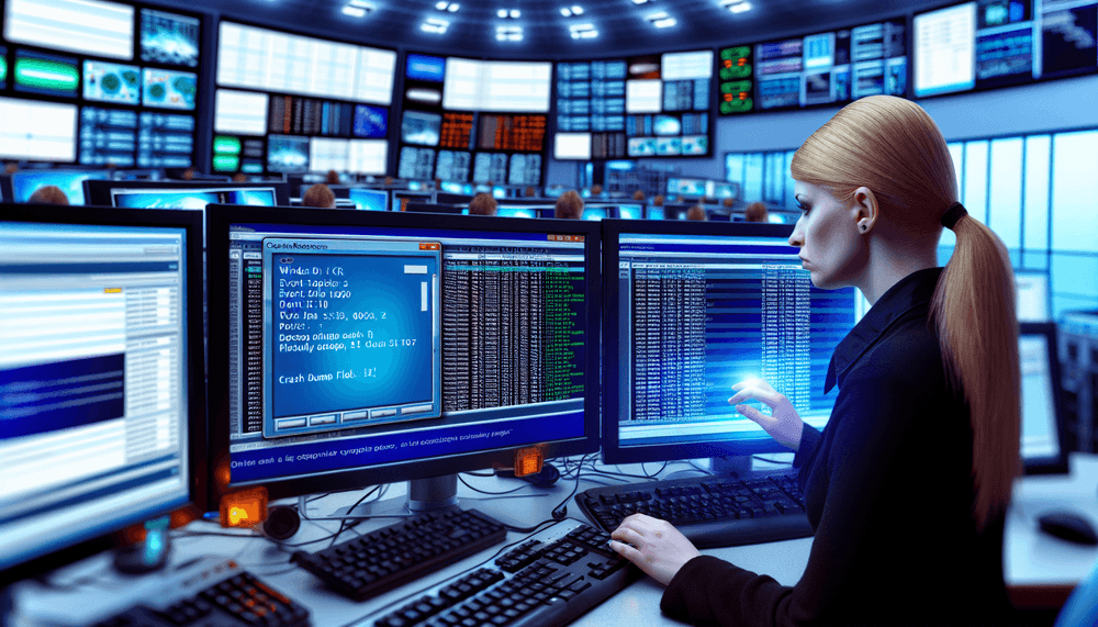 Windows Event Viewer displaying Event ID 1500 application crash logs on a system administrator's monitoring setup