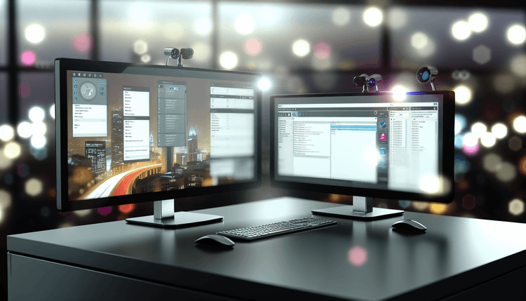 Professional IT workspace showing Microsoft 365 activation troubleshooting on dual monitors