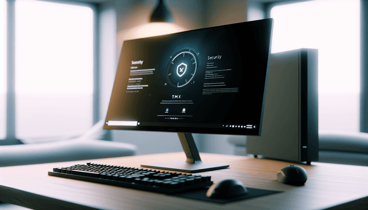 Windows 11 computer displaying TPM security settings on monitor