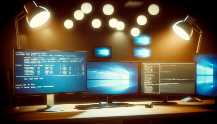 IT professional workstation showing Windows Event Viewer diagnostic screen