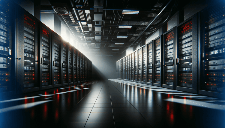 Computer servers in sports facility showing cybersecurity threat indicators