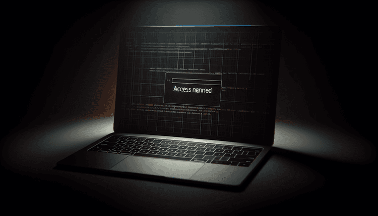 Samsung laptop displaying access denied error on dark screen