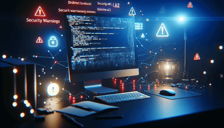 Computer screen showing AI development code with security warnings displayed
