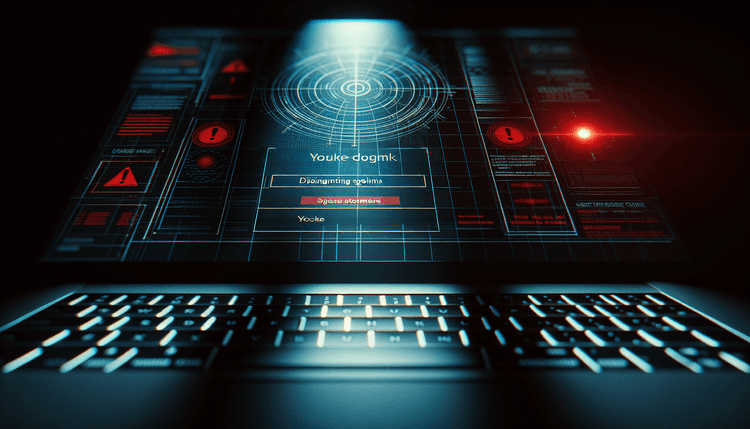 Laptop displaying fraudulent Facebook login page with security warning indicators
