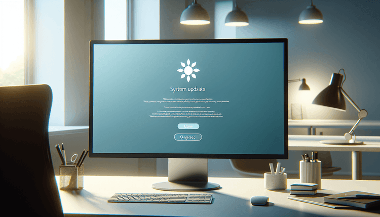 Windows 11 computer screen showing system update notification interface