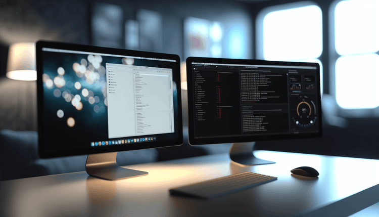 IT administrator configuring Microsoft Intune policies on dual monitors
