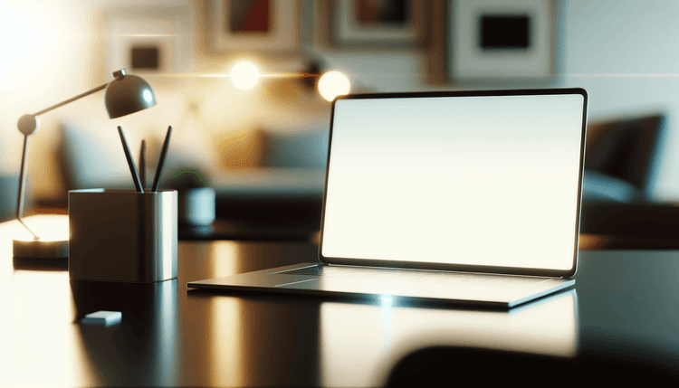 Laptop computer in sleep mode on office desk