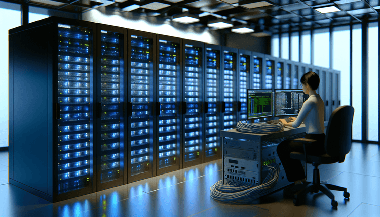 Windows Server 2025 rack in professional data center environment