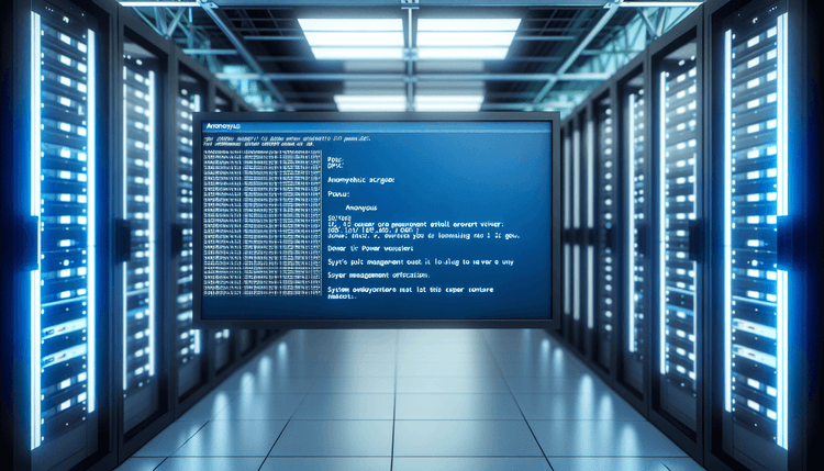 Windows Event Viewer displaying power management logs on a server monitoring system