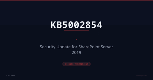 KB5002854 — Security Update for SharePoint Server 2019