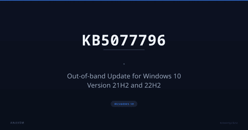 KB5077796 — Out-of-band Update for Windows 10 Version 21H2 and 22H2