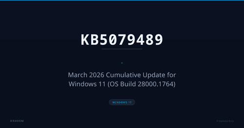 KB5079489 — March 2026 Cumulative Update for Windows 11 (OS Build 28000.1764)