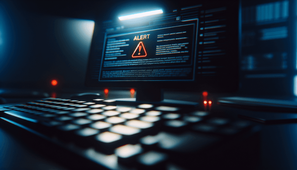 Windows computer screen showing Microsoft Defender security alert with red warning icons
