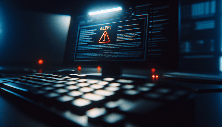 Windows computer screen showing Microsoft Defender security alert with red warning icons