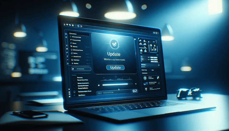 Laptop screen showing Windows 11 update settings interface with control options
