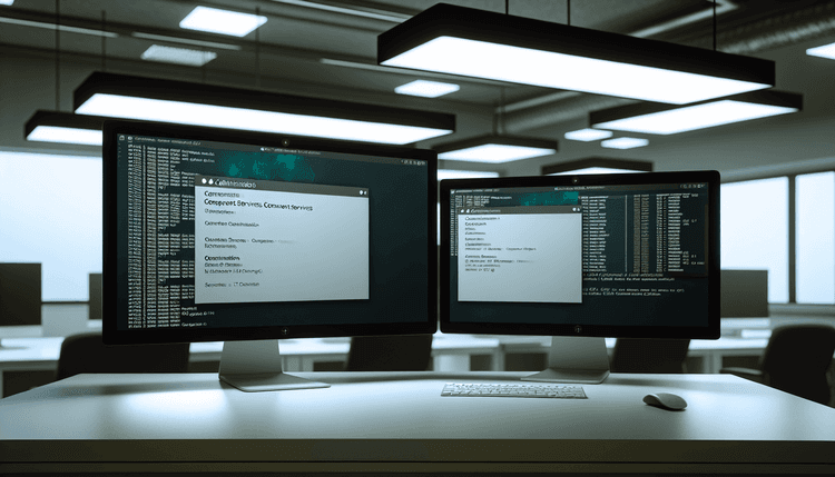 Windows Component Services console showing DCOM configuration management interface