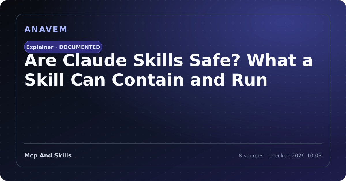 Editorial evidence card for Are Claude Skills Safe? What a Skill Can Contain and Run