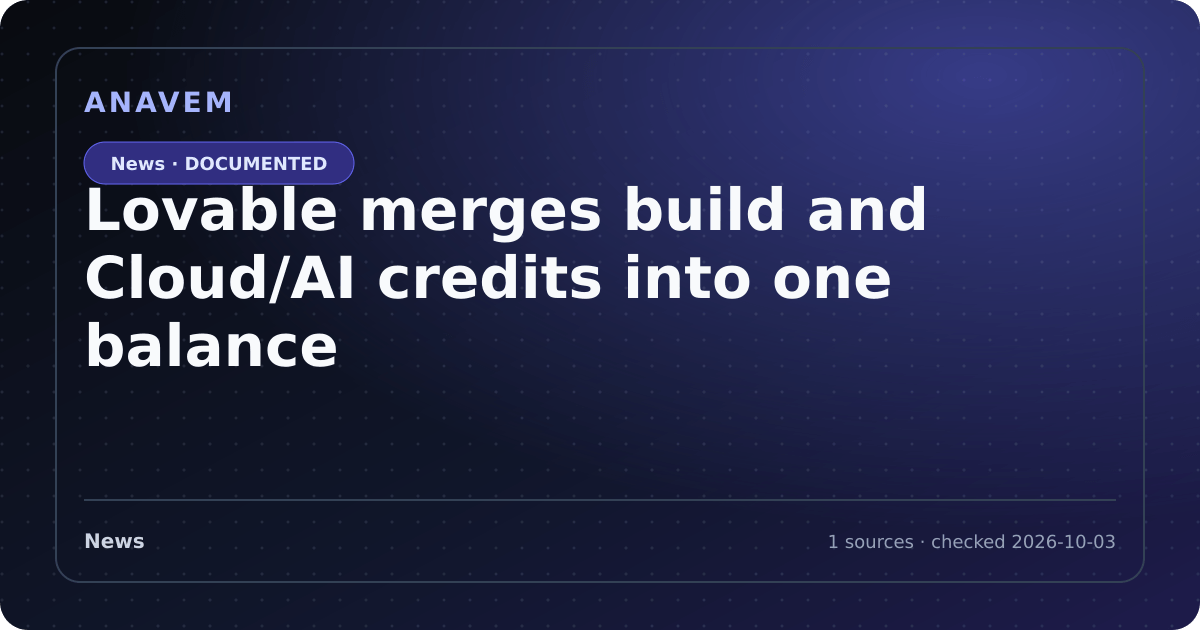 Editorial evidence card for Lovable merges build and Cloud/AI credits into one balance