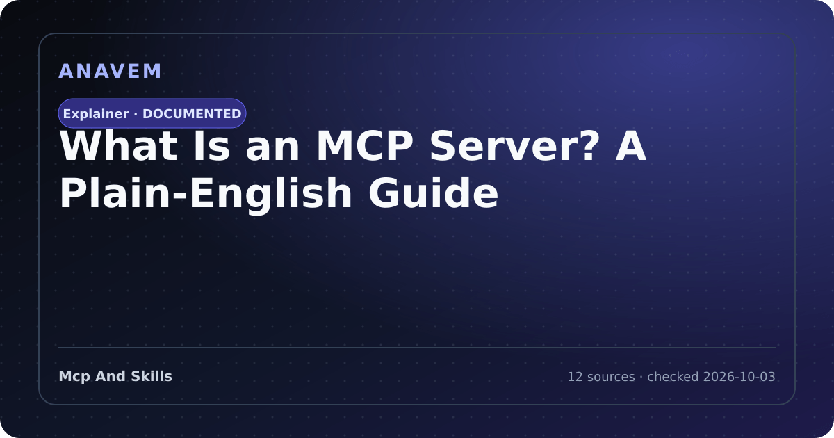 Editorial evidence card for What Is an MCP Server? A Plain-English Guide